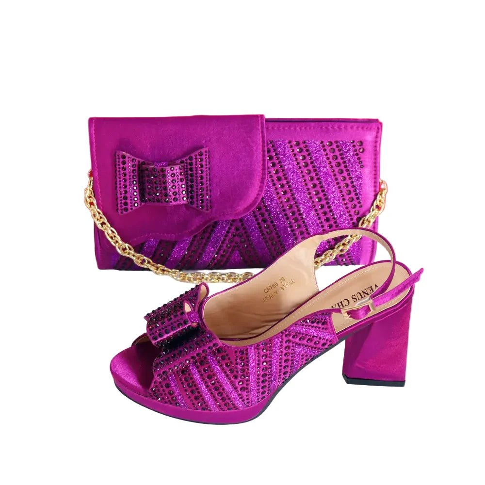 Super Heels Peep Toe Ladies Shoes with Bag Set - Luzilly Bridal & Apparel