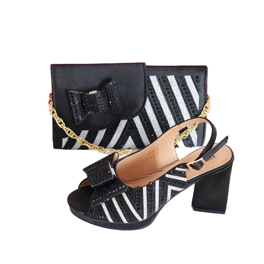 Super Heels Peep Toe Ladies Shoes with Bag Set - Luzilly Bridal & Apparel