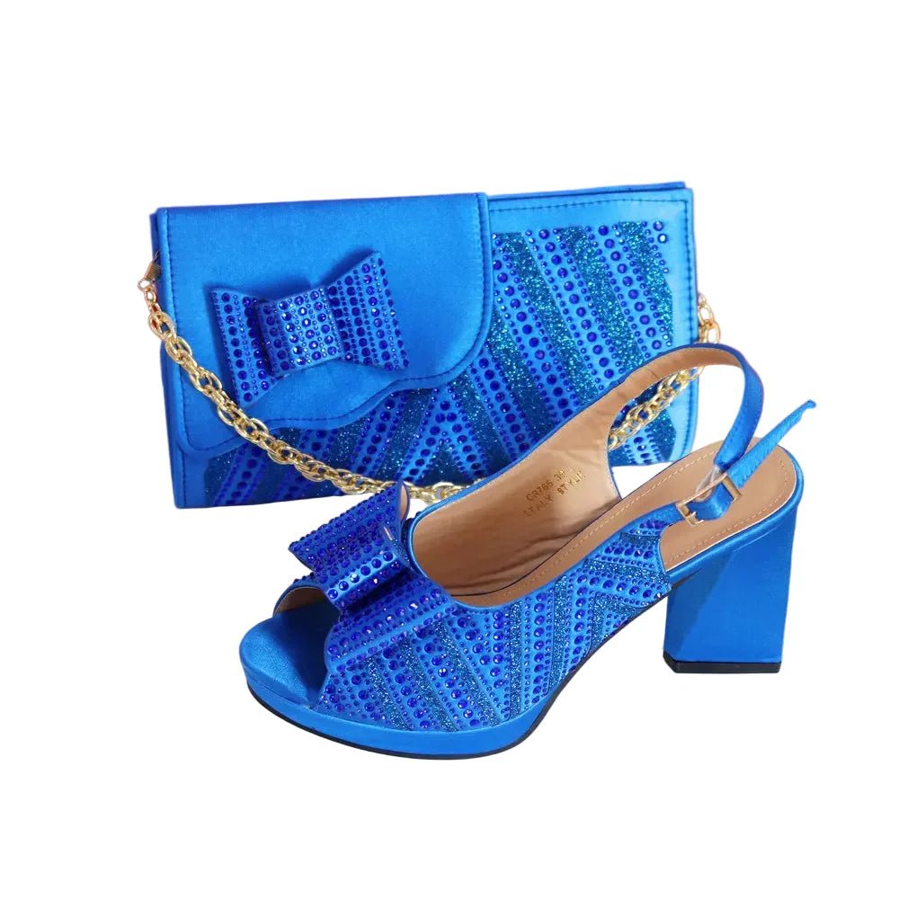 Super Heels Peep Toe Ladies Shoes with Bag Set - Luzilly Bridal & Apparel
