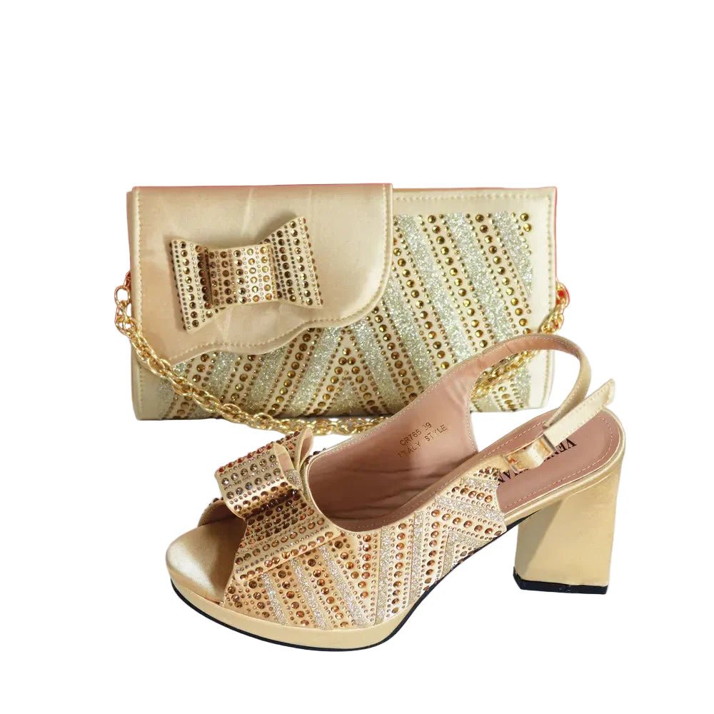 Super Heels Peep Toe Ladies Shoes with Bag Set - Luzilly Bridal & Apparel