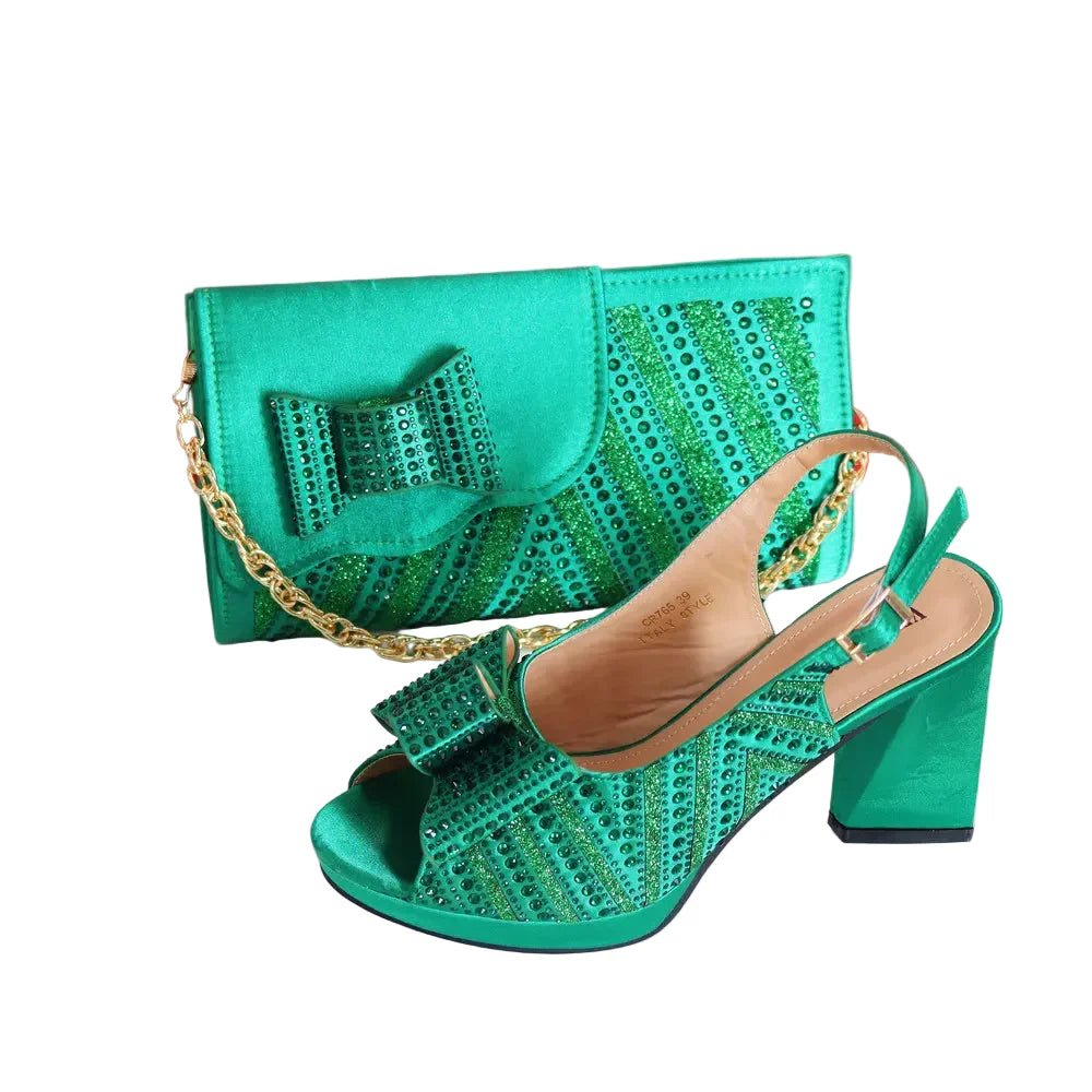 Super Heels Peep Toe Ladies Shoes with Bag Set - Luzilly Bridal & Apparel