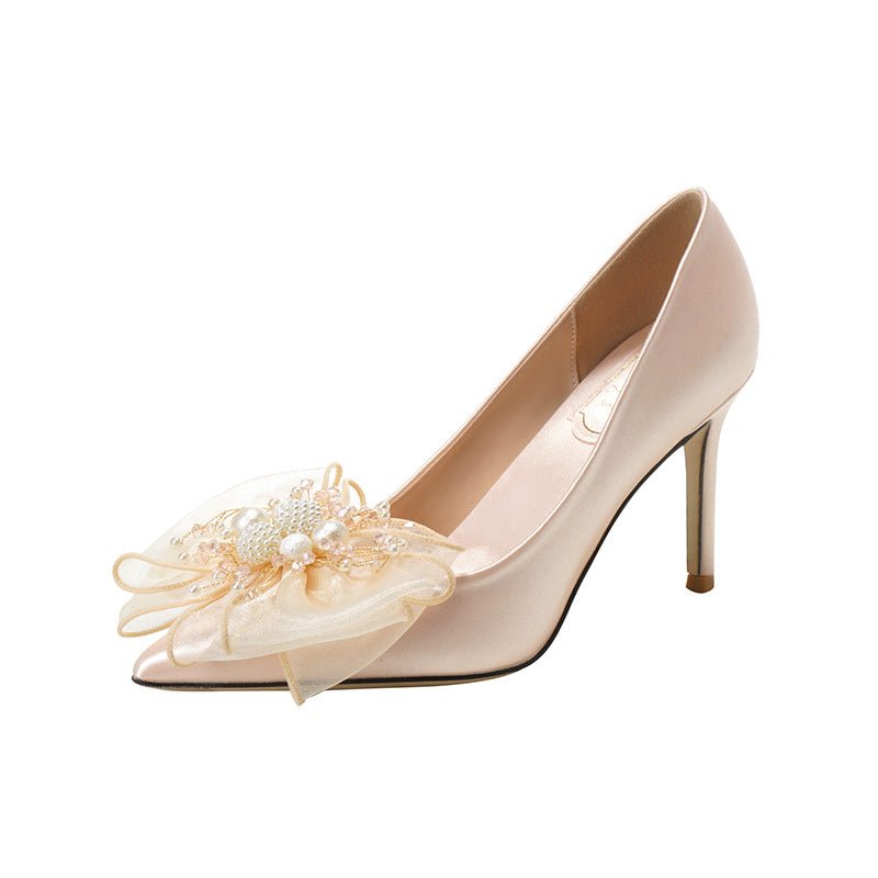 Sweet Bow Bridal Shoes White Wedding Dress - Luzilly Bridal & Apparel
