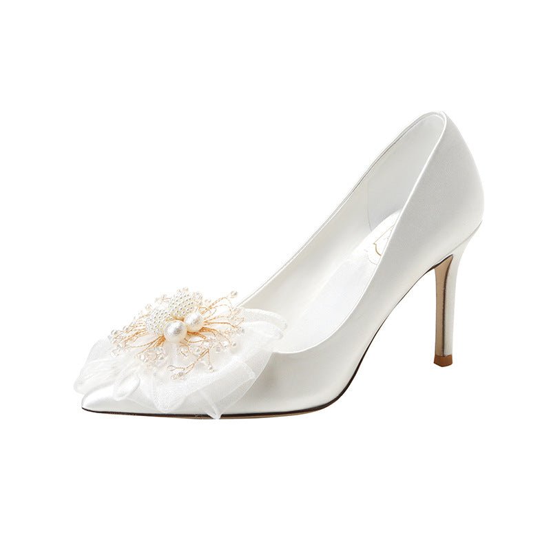 Sweet Bow Bridal Shoes White Wedding Dress - Luzilly Bridal & Apparel