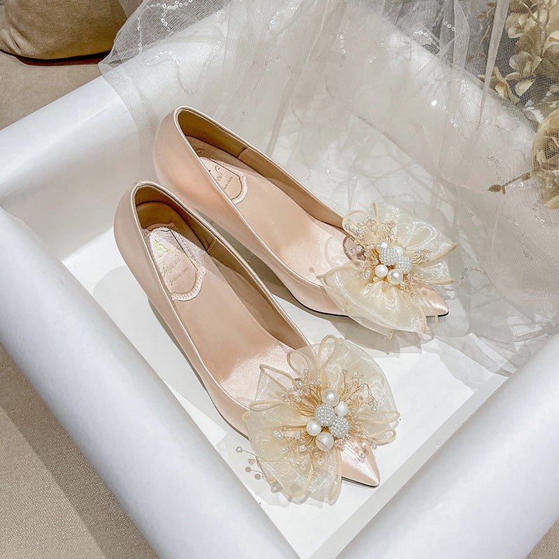 Sweet Bow Bridal Shoes White Wedding Dress - Luzilly Bridal & Apparel