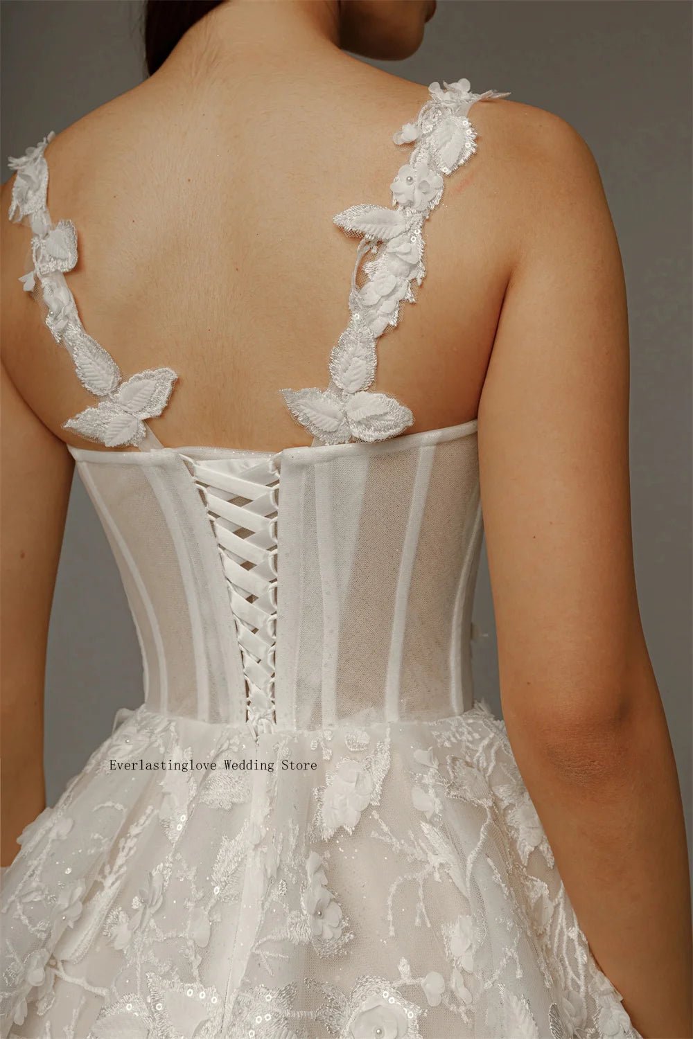 Sweetheart 3D Floral Lace Short A-Line Wedding Dress - Luzilly Bridal & Apparel