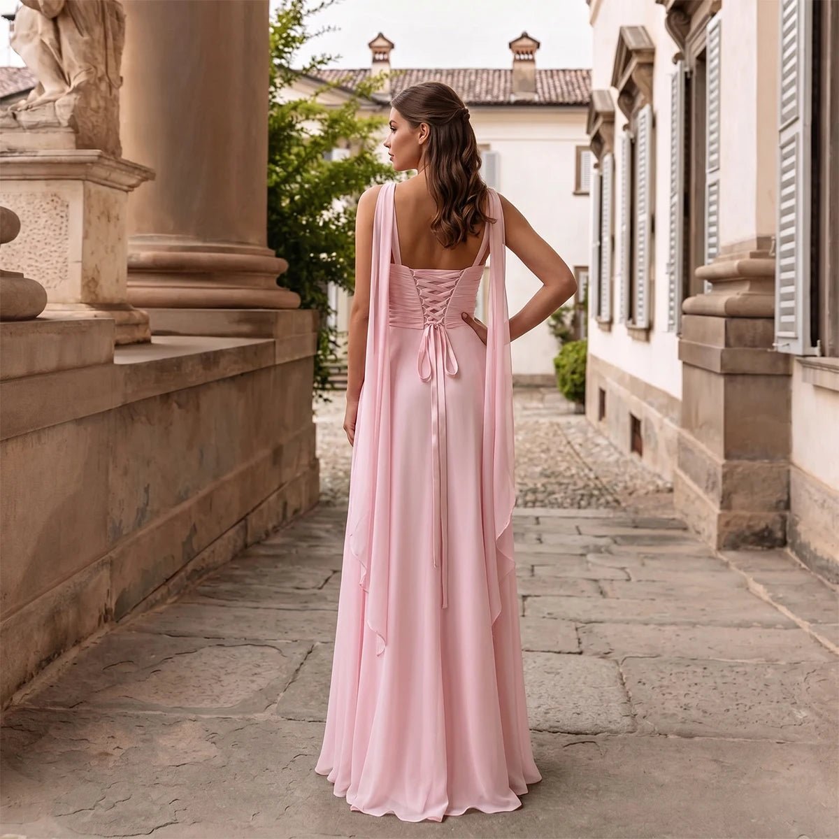 Sweetheart Chiffon Mermaid Bridesmaid Dress with Scarf - Luzilly Bridal & Apparel