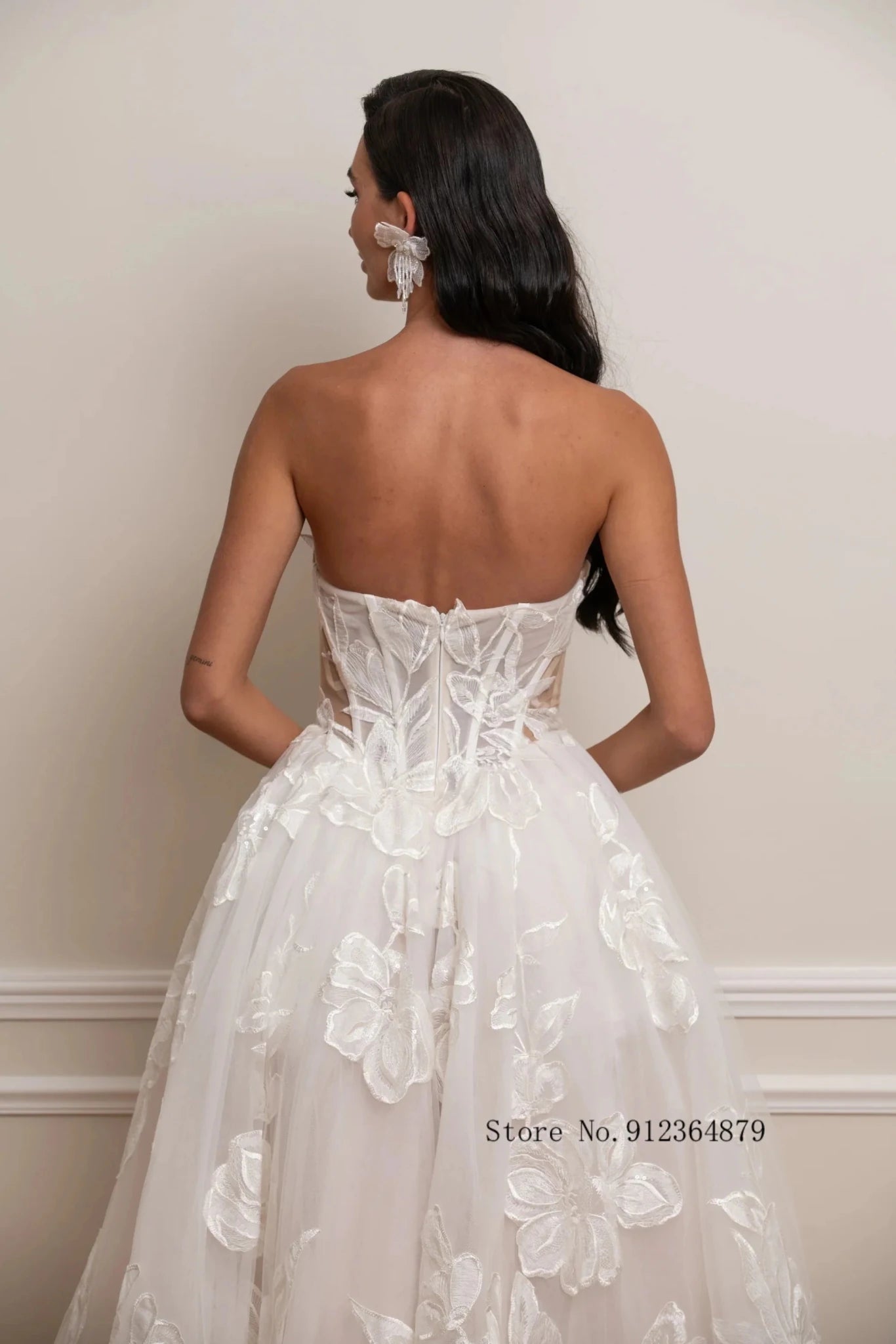 Sweetheart Corset Tea-Length Wedding Dress with 3D Floral Lace - Luzilly Bridal & Apparel