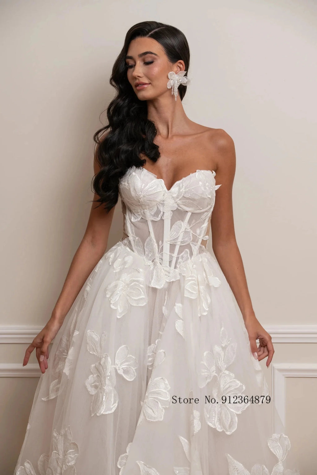 Sweetheart Corset Tea-Length Wedding Dress with 3D Floral Lace - Luzilly Bridal & Apparel