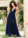 Sydney Maxi Dress - Navy Tulle Dress - Luzilly Bridal & Apparel