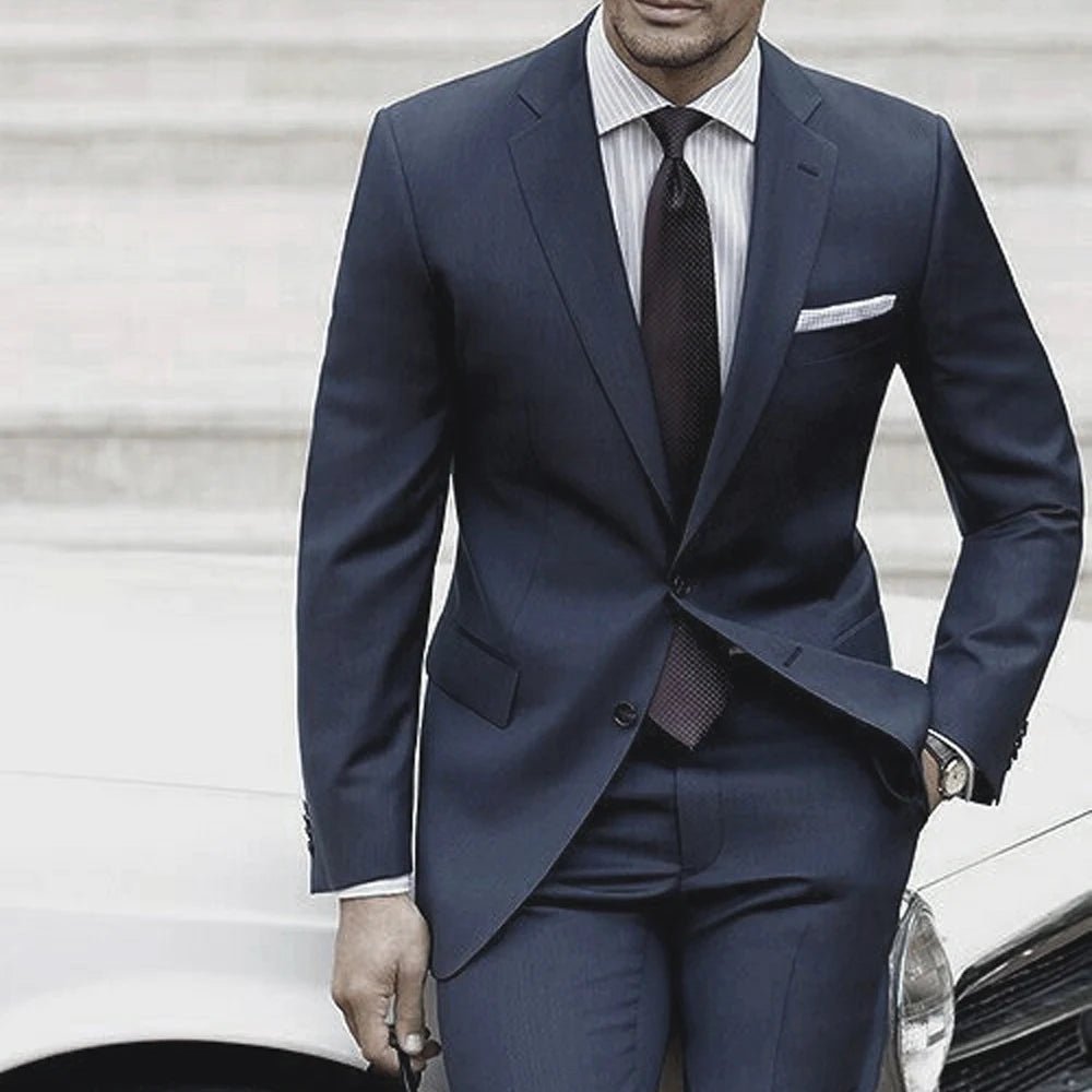 Tailor-Made Blue-Grey Two-Piece Wedding Suit - Luzilly Bridal & Apparel