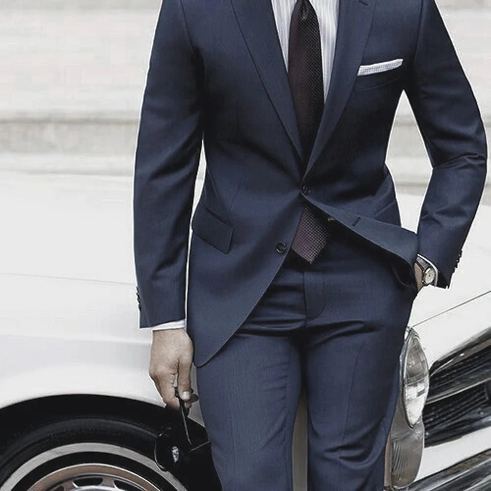 Tailor-Made Blue-Grey Two-Piece Wedding Suit - Luzilly Bridal & Apparel