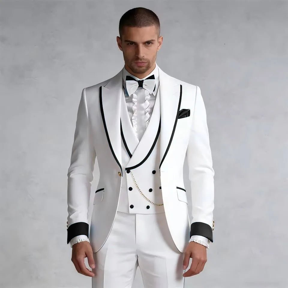 Tailored Slim-Fit Three-Piece Groom Tuxedo - Luzilly Bridal & Apparel