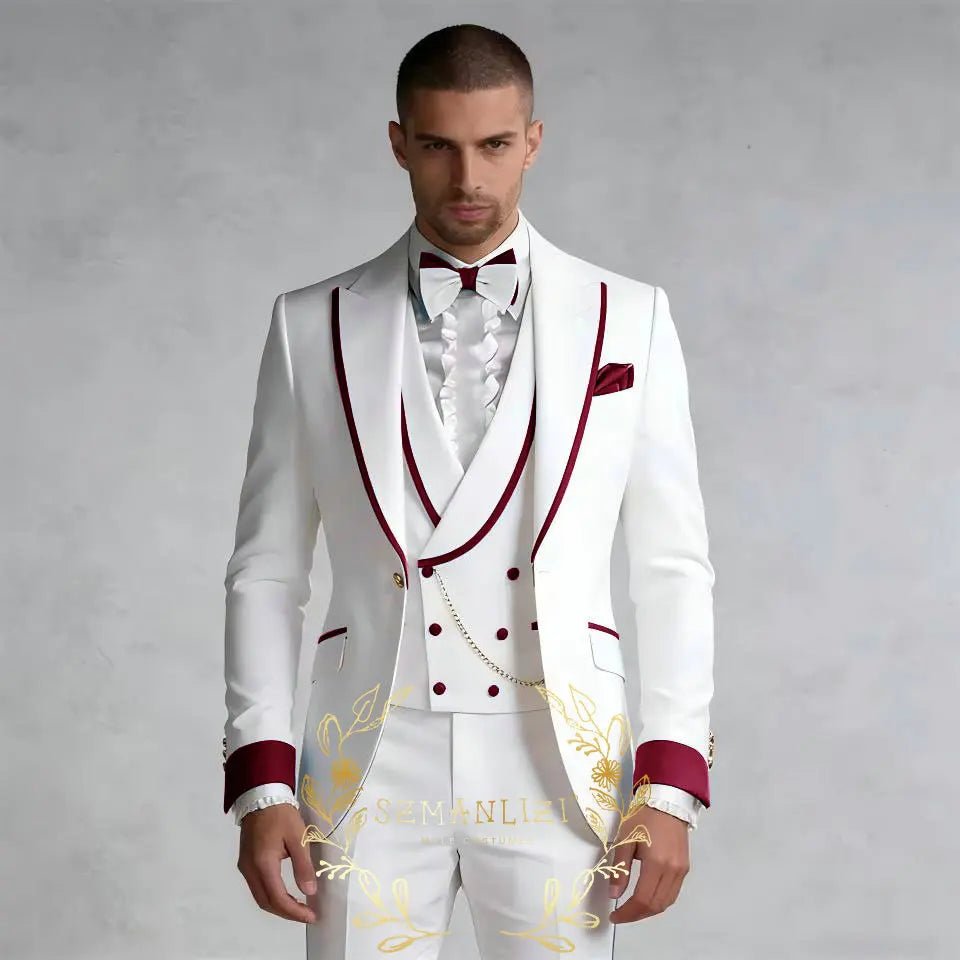 Tailored Slim-Fit Three-Piece Groom Tuxedo - Luzilly Bridal & Apparel