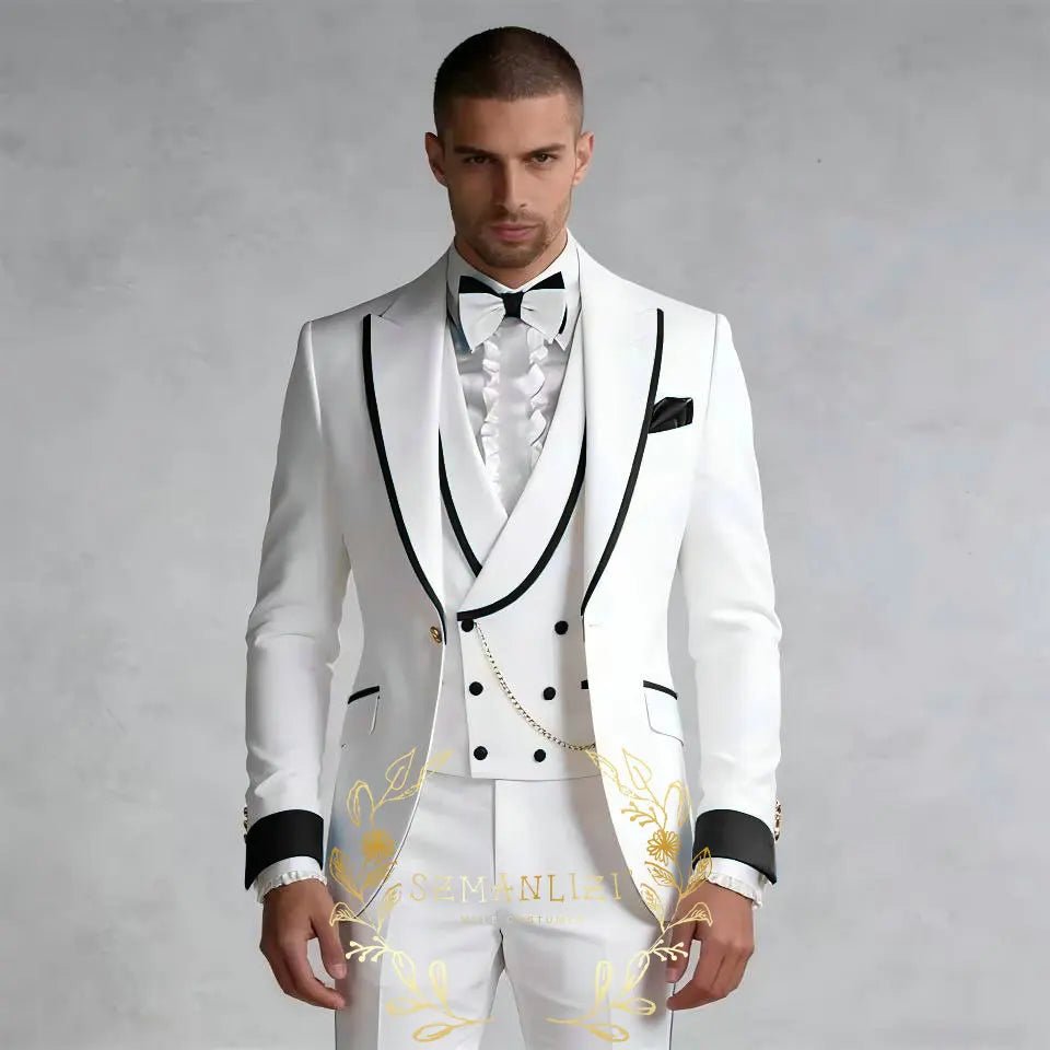 Tailored Slim-Fit Three-Piece Groom Tuxedo - Luzilly Bridal & Apparel