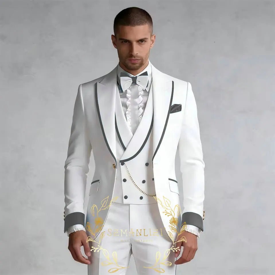 Tailored Slim-Fit Three-Piece Groom Tuxedo - Luzilly Bridal & Apparel