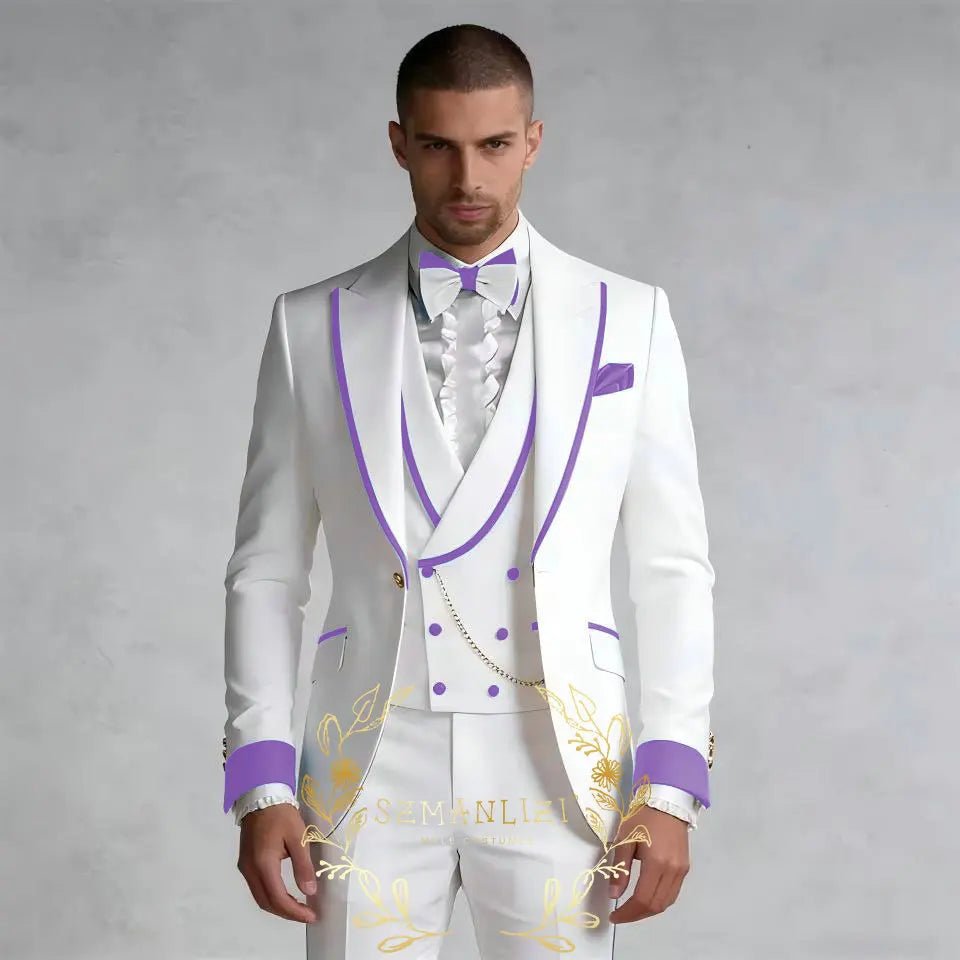 Tailored Slim-Fit Three-Piece Groom Tuxedo - Luzilly Bridal & Apparel