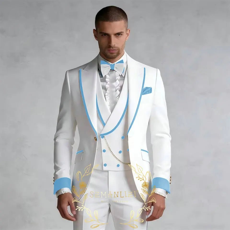 Tailored Slim-Fit Three-Piece Groom Tuxedo - Luzilly Bridal & Apparel