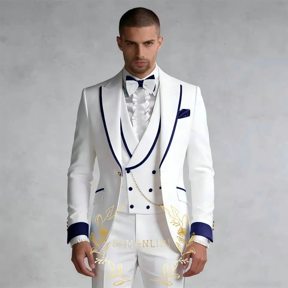 Tailored Slim-Fit Three-Piece Groom Tuxedo - Luzilly Bridal & Apparel