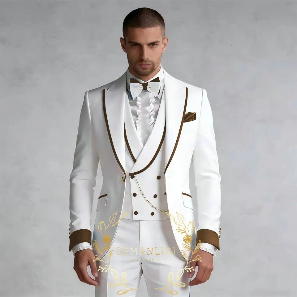 Tailored Slim-Fit Three-Piece Groom Tuxedo - Luzilly Bridal & Apparel
