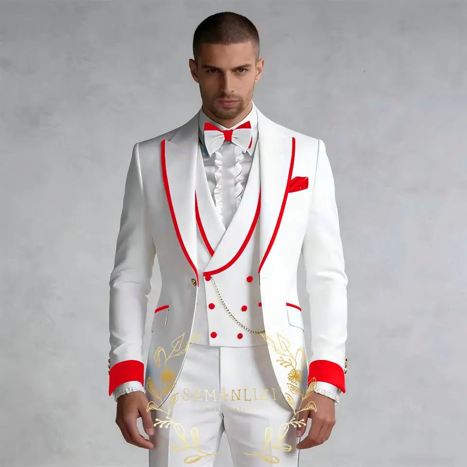 Tailored Slim-Fit Three-Piece Groom Tuxedo - Luzilly Bridal & Apparel