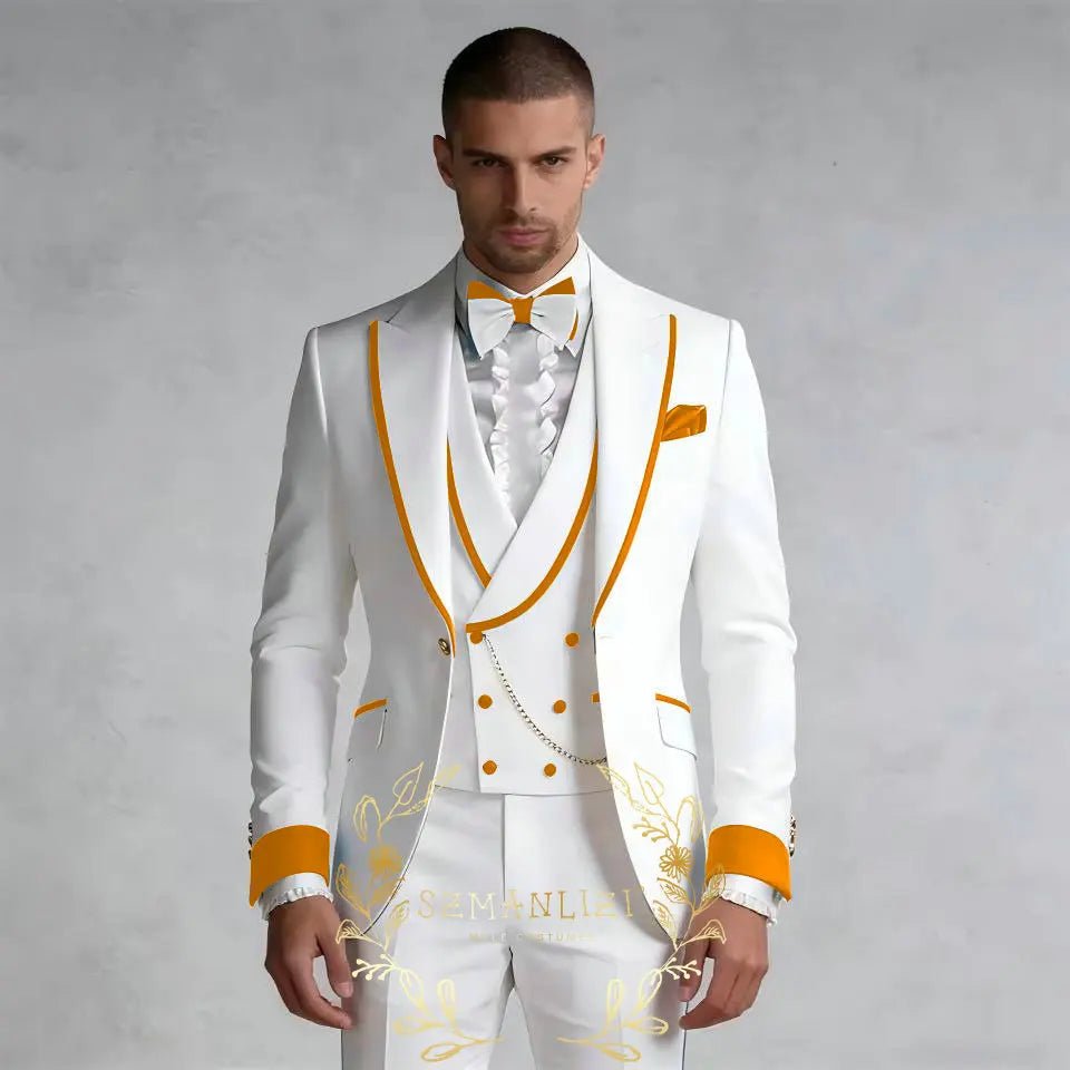 Tailored Slim-Fit Three-Piece Groom Tuxedo - Luzilly Bridal & Apparel