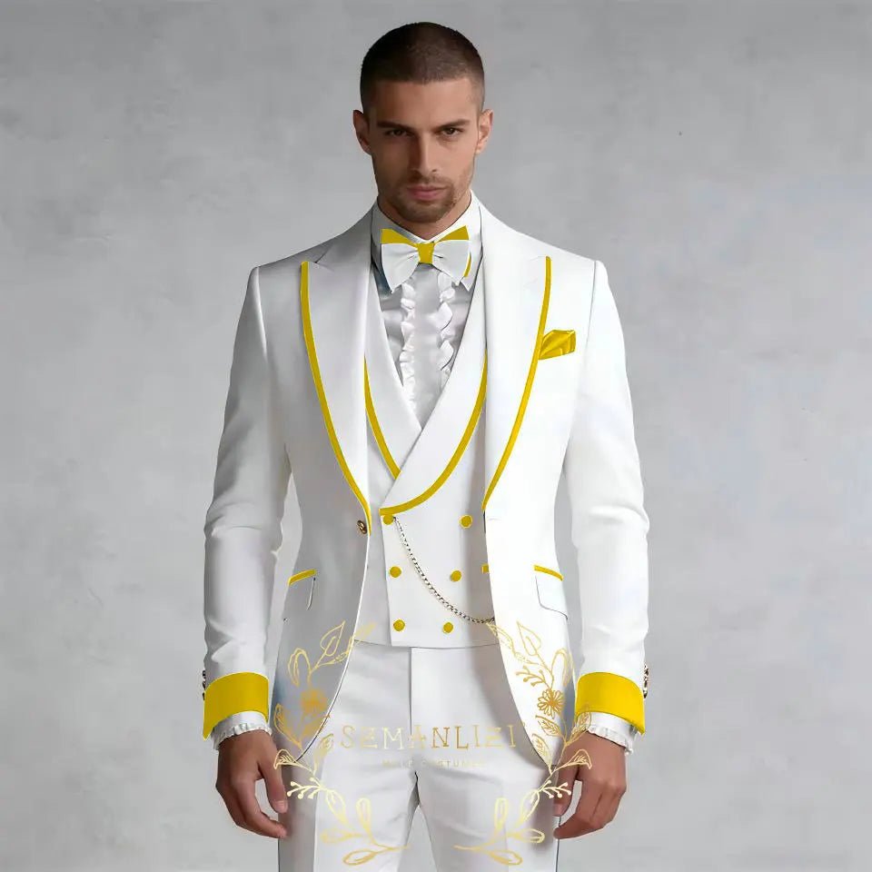 Tailored Slim-Fit Three-Piece Groom Tuxedo - Luzilly Bridal & Apparel
