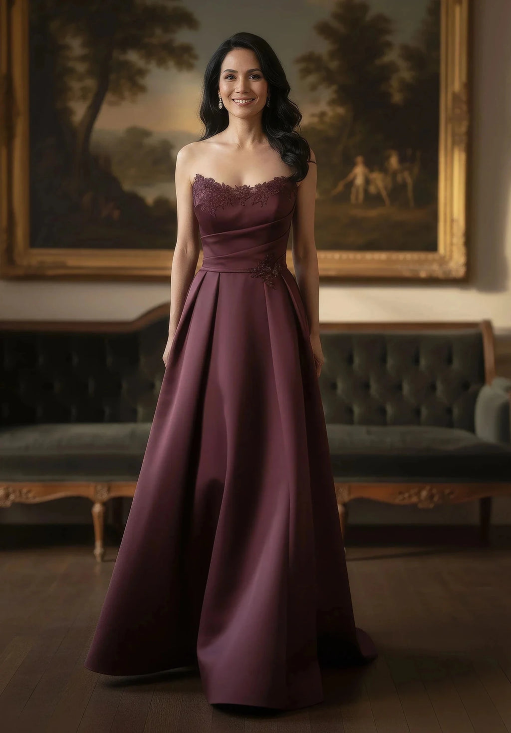 Teal Off-Shoulder Ruched Satin A-Line Mother of the Bride Dress - Luzilly Bridal & Apparel