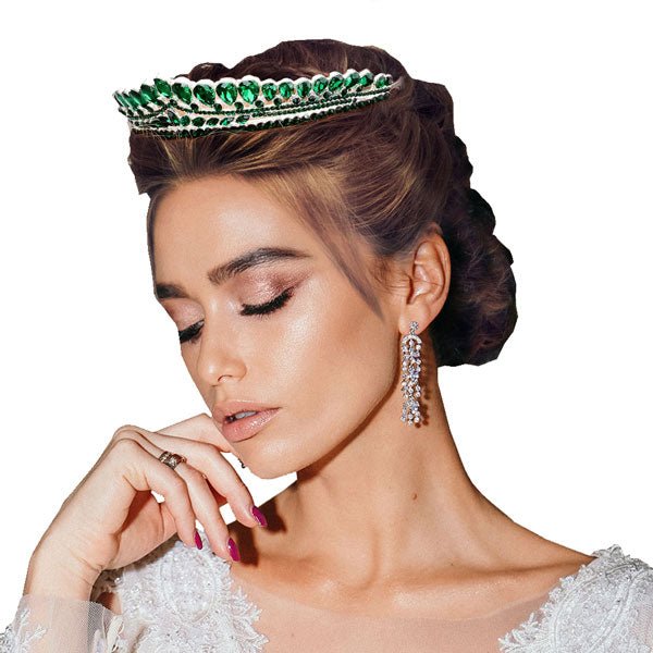 Teardrop Cluster Detailed Princess Tiara - Luzilly Bridal & Apparel