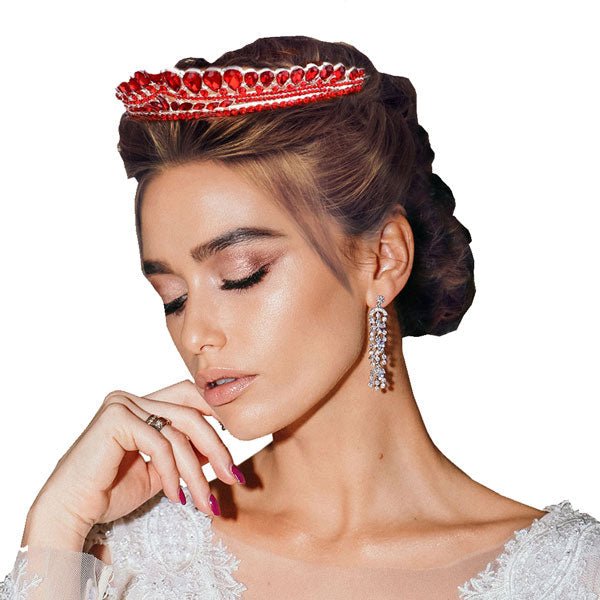 Teardrop Cluster Detailed Princess Tiara - Luzilly Bridal & Apparel