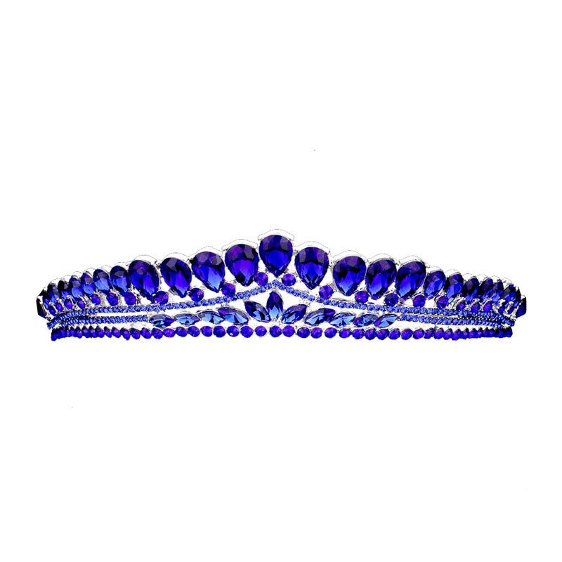 Teardrop Cluster Detailed Princess Tiara - Luzilly Bridal & Apparel