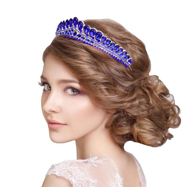 Teardrop Cluster Detailed Princess Tiara - Luzilly Bridal & Apparel