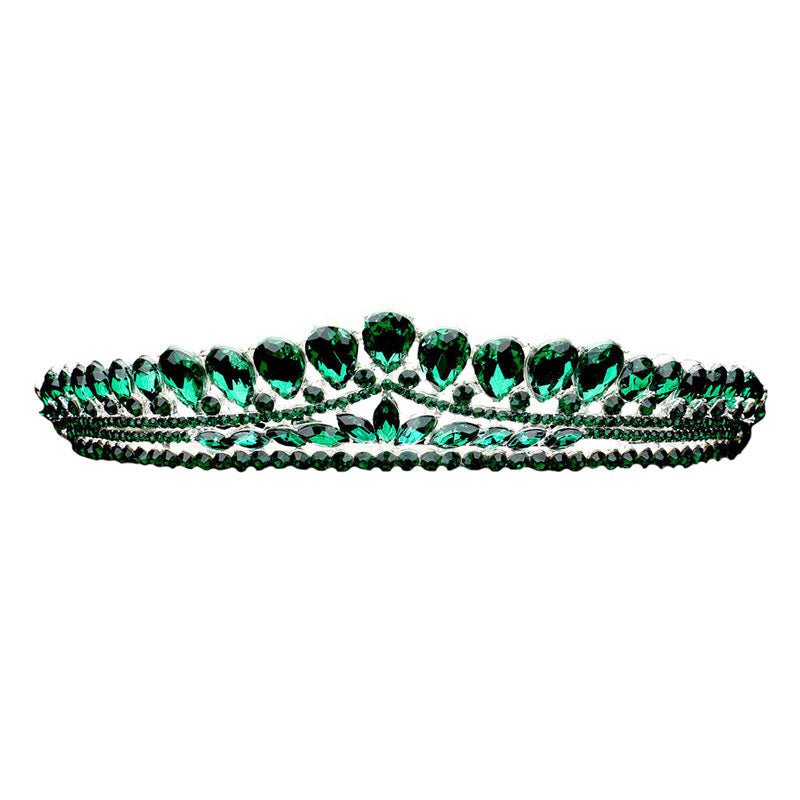 Teardrop Cluster Detailed Princess Tiara - Luzilly Bridal & Apparel
