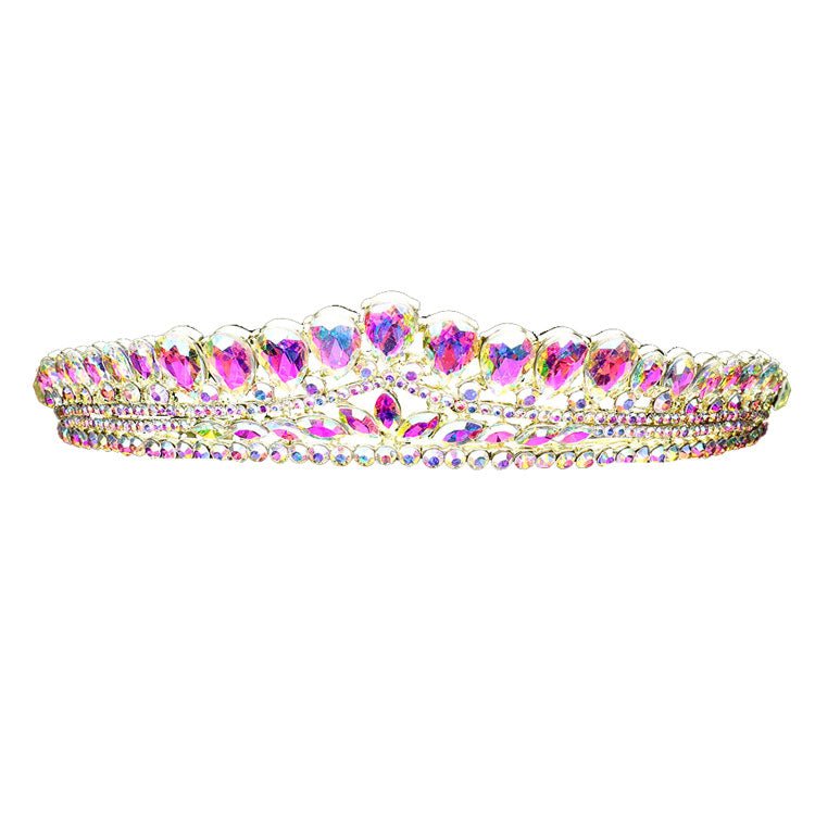 Teardrop Cluster Detailed Princess Tiara - Luzilly Bridal & Apparel