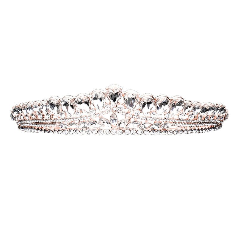 Teardrop Cluster Detailed Princess Tiara - Luzilly Bridal & Apparel