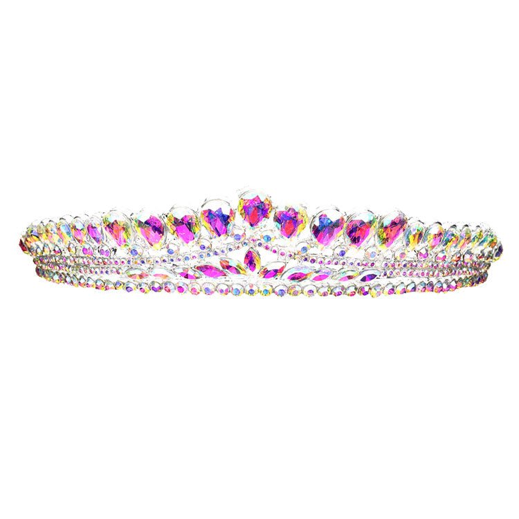 Teardrop Cluster Detailed Princess Tiara - Luzilly Bridal & Apparel