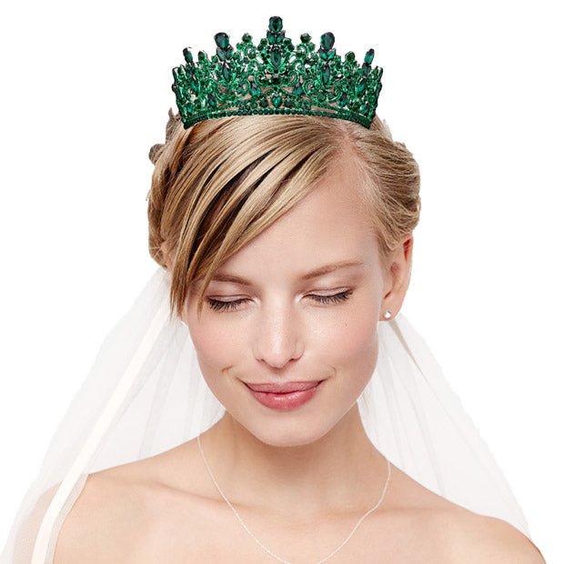 Teardrop Marquise Stone Accented Crown Tiara - Luzilly Bridal & Apparel