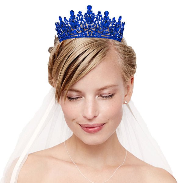 Teardrop Marquise Stone Accented Crown Tiara - Luzilly Bridal & Apparel