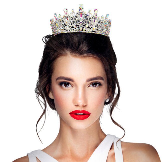Teardrop Marquise Stone Accented Crown Tiara - Luzilly Bridal & Apparel
