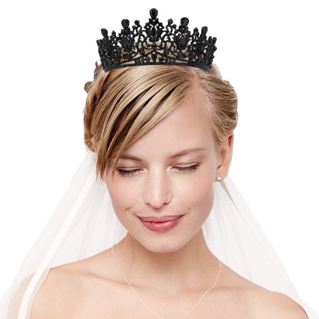 Teardrop Marquise Stone Accented Crown Tiara - Luzilly Bridal & Apparel
