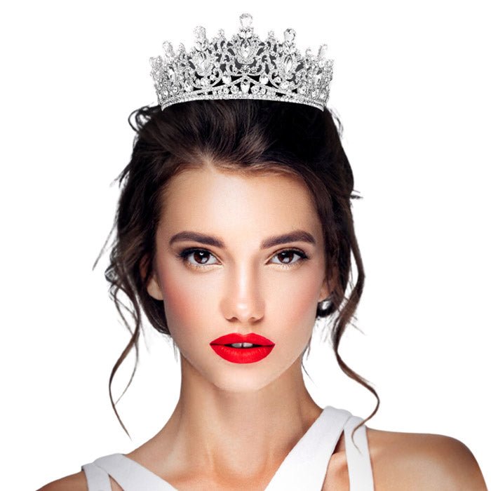 Teardrop Marquise Stone Accented Crown Tiara - Luzilly Bridal & Apparel
