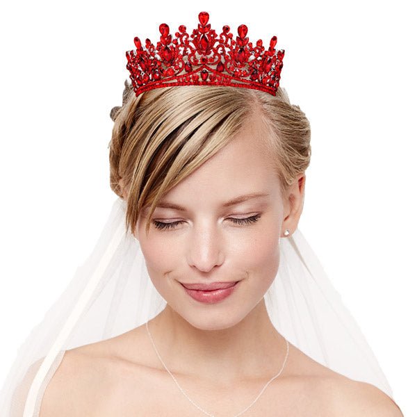 Teardrop Marquise Stone Accented Crown Tiara - Luzilly Bridal & Apparel