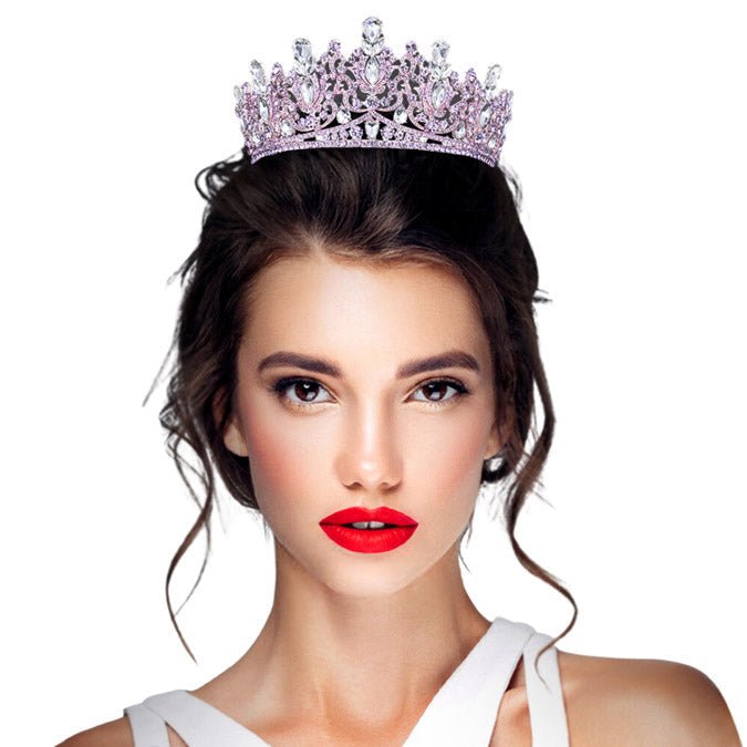 Teardrop Marquise Stone Accented Crown Tiara - Luzilly Bridal & Apparel