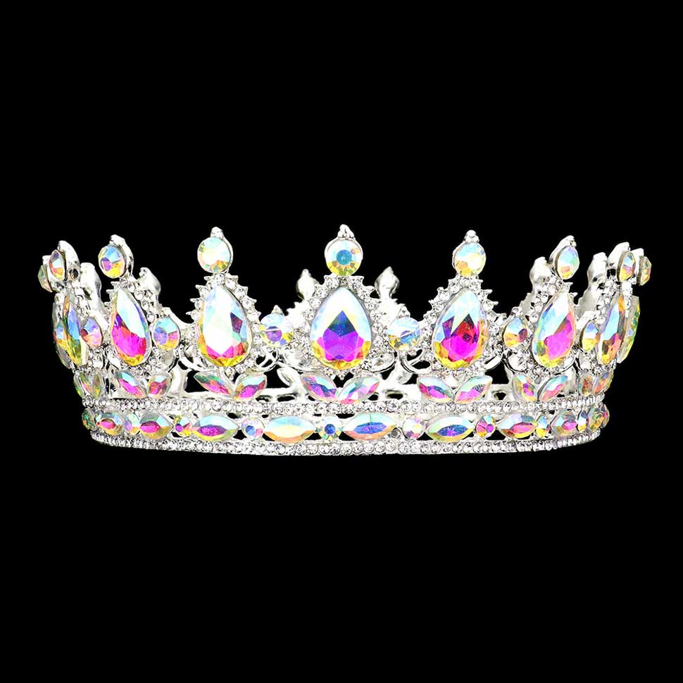 Teardrop Stone Accented Crown Tiara - Luzilly Bridal & Apparel