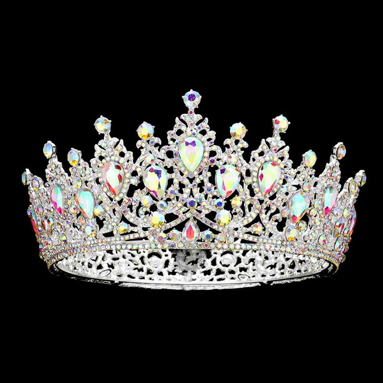 Teardrop Stone Accented Crown Tiara - Luzilly Bridal & Apparel