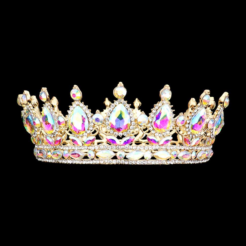 Teardrop Stone Accented Crown Tiara - Luzilly Bridal & Apparel