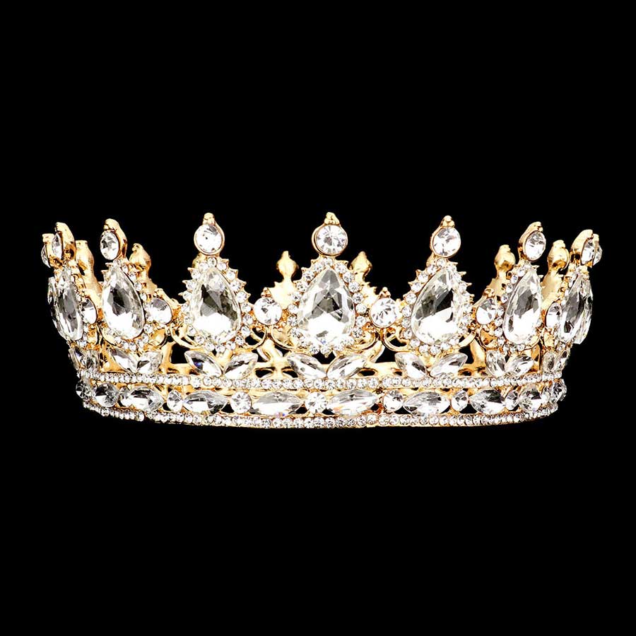 Teardrop Stone Accented Crown Tiara - Luzilly Bridal & Apparel