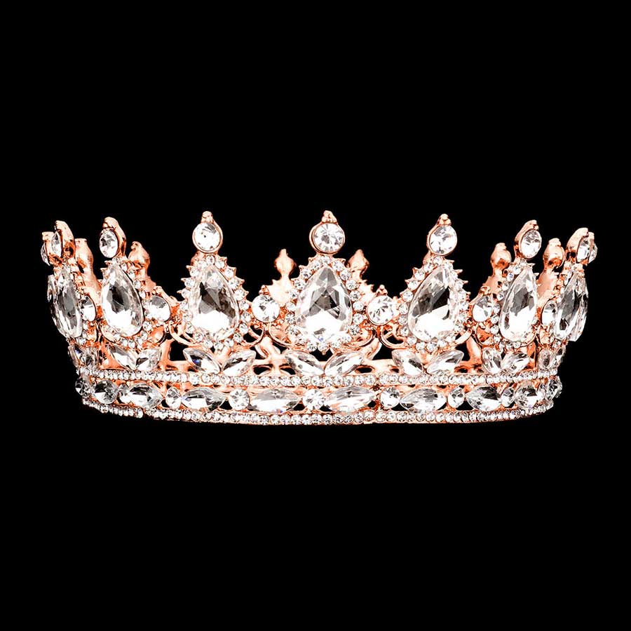 Teardrop Stone Accented Crown Tiara - Luzilly Bridal & Apparel