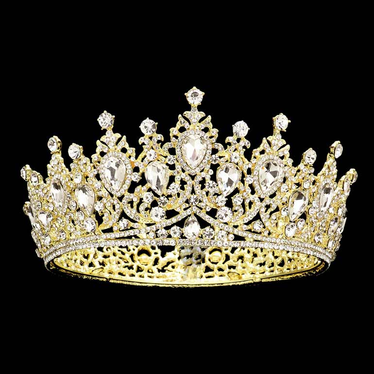 Teardrop Stone Accented Crown Tiara - Luzilly Bridal & Apparel