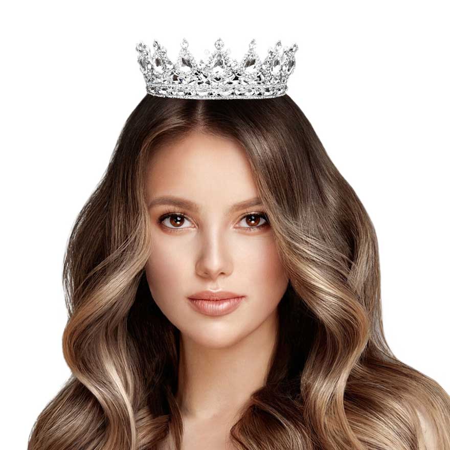 Teardrop Stone Accented Crown Tiara - Luzilly Bridal & Apparel