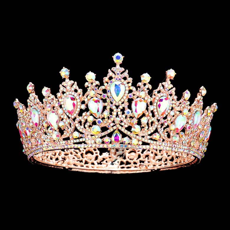 Teardrop Stone Accented Crown Tiara - Luzilly Bridal & Apparel
